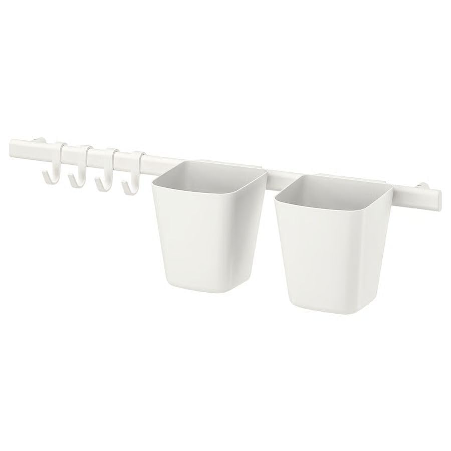 SUNNERSTA Container, white, Set of 4 with Rail Hanger