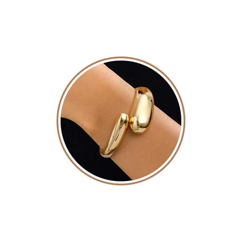 Chunky Gold Bracelet Gold Cuff Bangle Bracelets for Women Non Tarnish Teen Girl Gifts Trendy Stuff Wide Hinged Irregular Twisted Bangle Christmas Stocking Stuffers Minimalist Birthday Anniversary Jewelry