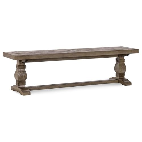 MAKLAINE 66" Transitional Reclaimed Pine Wood Bench, Weathered Brown Finish,