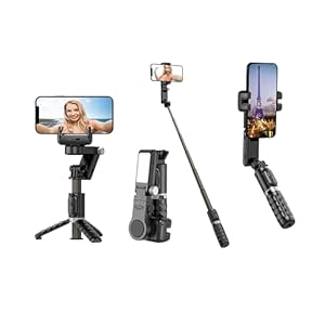 Gimbal Stabilizer for Smartphone,2-Axis Auto Face Tracking Selfie Stick with Tripod with LED Light,360°Rotation with Remote for Android and iPhone,Ideal for Vlogging,YouTube,TikTok Video