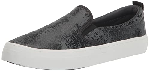 Sperry Mens Shoes Women's Crest Twin Gore Leather Sneaker, Black Marbled, 9.5