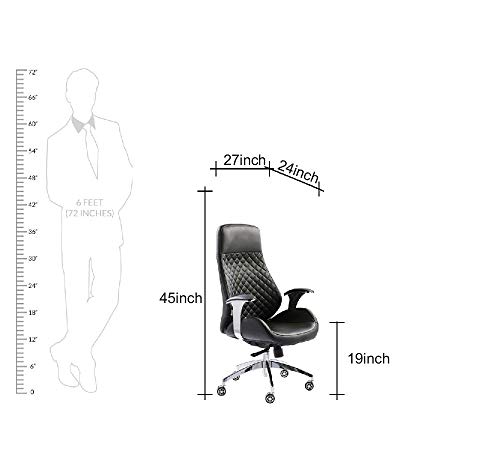 Image of High Back Director & Executive Chair Up Leatherette with Height Adjustable & Revolving Chair Premium Design & CEO Chair Metal Legs Base with Chrome Finish - (111012134 Black)