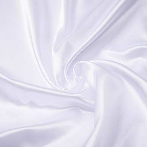Charmeuse Satin Fabric by The Yard, 60' Wide White Bridal Satin Fabric, Soft Silky Satin Fabric Charmeuse Cloth Fabric for Bridal Dress, Apparel, Wedding Decorations, DIY Crafts, Sewing(1 Yard)