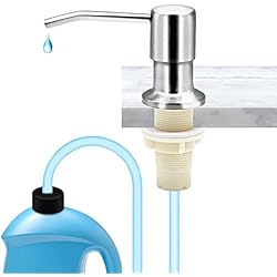 Dispensador De Lavamanos Dispensador de jabón de Cocina para lavamanos, dispensador de lavamanos para lavavajillas de Acero Inoxidable Incorporado en la Cocina de 350 ml, lavamanos rellenable con Bomba giratoria de 360 °