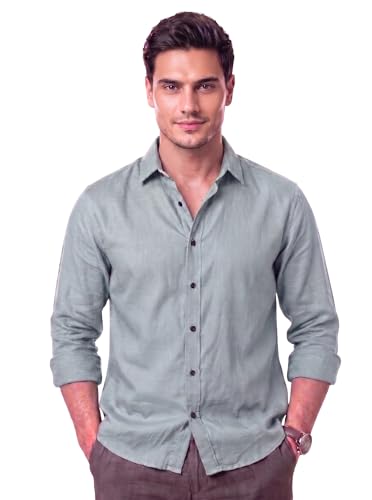 Image of Men's Cotton Blend Solid Casual Shirt Regular Fit Full Sleeve Shirt for Men Plain Formal & Casual Wear Collared Button Down Shirt