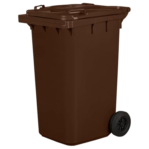 IMJ-Global - Poubelle Exterieur 240l Plastique PN-EN 840, Bac Conteneur pour Déchets et Recyclage avec Roues et Système d'Attelage Mécanique, pour les...