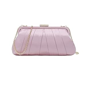 CHARMING TAILOR Classic Pleated Satin Clutch Bag Diamante Embellished Formal Handbag for Wedding/Prom/Black-Tie Events