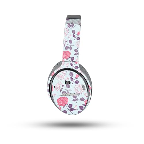 Image of MightySkins Carbon Fiber Skin Compatible with Bose QuietComfort 35 II Headphones - Vintage Floral | Protective, Durable Textured Carbon Fiber Finish | Easy to Apply