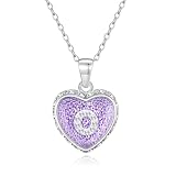Ahiller Heart Initial Necklace,Crystal Diamond Letter Pendant,18+3' Adjustable Necklaces for Women Trendy Name Jewelry Purple （O-Heart Necklace-Purple）