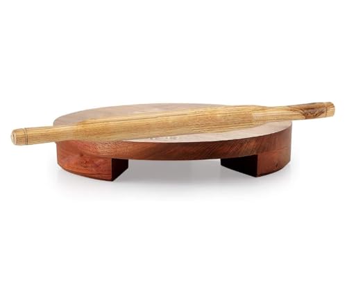 Shourya Trading Wooden Chakla and Belan Set, Brown, Wood