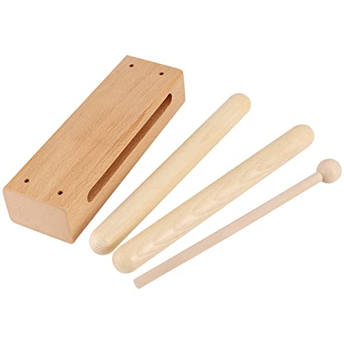 Sehoi 2 Pack 7 Inches Wood Rhythm Block, Musical Wood Block Percussion Instrument With Mallet, Solid Hardwood Percussion Rhythm Blocks For Creating Loud And Resonant Tone #TOP4