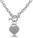 Comelyjewel Chain Necklace for Women, 18K White Gold Plated Chunky Chain Link Necklace with Heart Hypoallergenic Jewelry for Women (Length: 18
