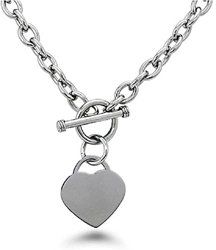 Comelyjewel Chain Necklace for Women, 18K White Gold Plated Chunky Chain Link Necklace with Heart Hypoallergenic Jewelry for Women (Length: 18')