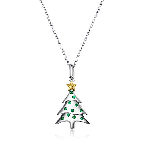 Arbre de Noël blanc en argent S925 le cadeau poétique avec zirconium vert