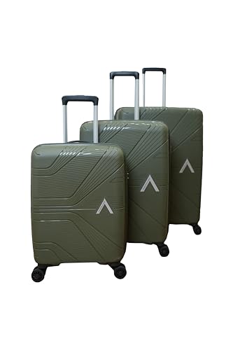 Image of VIP Aristocrat 4 pcs 55, 66 & 76 Cm Hard Polypropylene 8 Wheels Luggage Set of 3 Trolley and 52 Cm Duffle with Elegent Color,Pattern,Xtra Strong Zipper,7 Years International Warranty (Ivory Green)