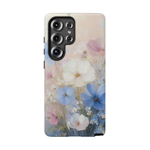 Coque rigide mate Samsung S25 Ultra bleu - Protection antichoc motif fleurs pastel