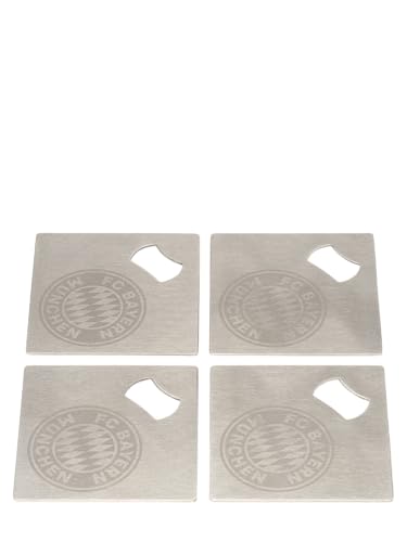 FC Bayern München Metalluntersetzer 4er-Set (Flaschenöffner) Silber I Fußball