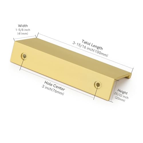 Image of Rergy 10 Pack 3 inch Cabinet Pulls Brushed Brass Finger Pulls for Cabinets