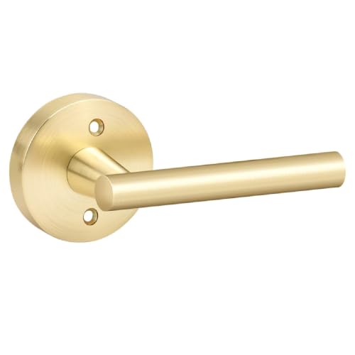 Image of Goldenwarm 24 Pieces Gold Dummy Door Handle, Non-Turning Brushed Gold Door Handles for Bifold Closet Doors, Single Side Lever Heavy Duty Round Modern Door Handle