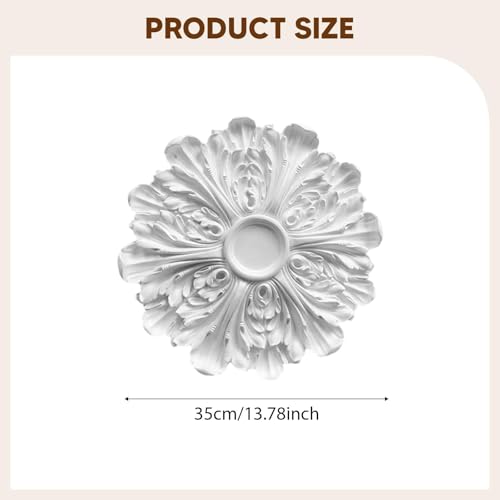 Rosetón de techo circular de 35 cm, placa decorativa ornamental para reformas de interior 4