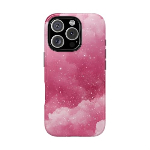 Coque iPhone 16 Pro nuages paillettes roses anti rayure et brillante