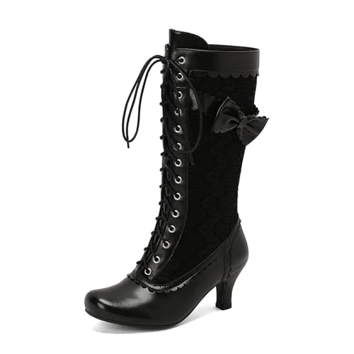 Bottes gothiques à fermeture éclair noires style victorien sexy