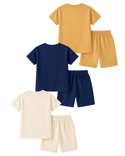 Image of Kuchipoo Boys Cotton T-Shirt & Shorts Set | Half Sleeve Round Neck Top with Elastic Waist Shorts | Soft & Comfortable Casual Wear for Kids | Pack of 3