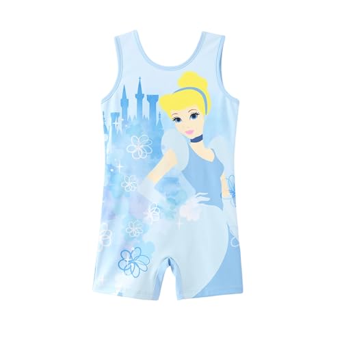 Disney Princess Cinderella Gymnastics Leotards with Shorts for Girls Toddlers Kids Biketard Tumbling Outfits Light Blue 3-4T
