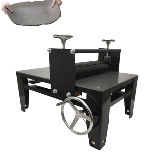 Rodillo manual para láminas de arcilla, máquina de mesa para placas de cerámica, grosor de arcilla ajustable, rodillo de 17,7 × 3,1 pulgadas, máquina portátil para laminar arcilla
