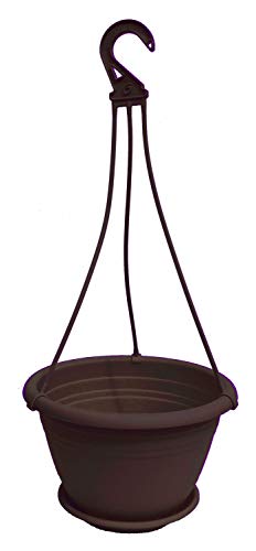 Geli Thermo Plastic Galicia u0096 Maceta colgante para flores redonda, plástico, marrón, diámetro 30 cm