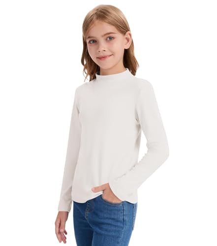 QBK Girls' Mock Turtleneck Basic Long Sleeve Shirt Casual Tee Tops for Toddler Kids (2t-12Years)2