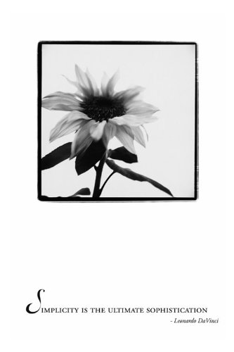 Affiche Fleur Simplicity de Vinci grand poster noir et blanc