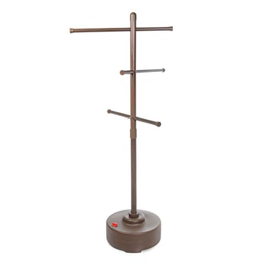 Milliard Freestanding Portable Outdoor Towel Tree, Three Adjustable Bars, Weather Resistant Plastic – 65 inches x 25 inches– Stylish Bronze Colored Pool and Spa Towel Rack