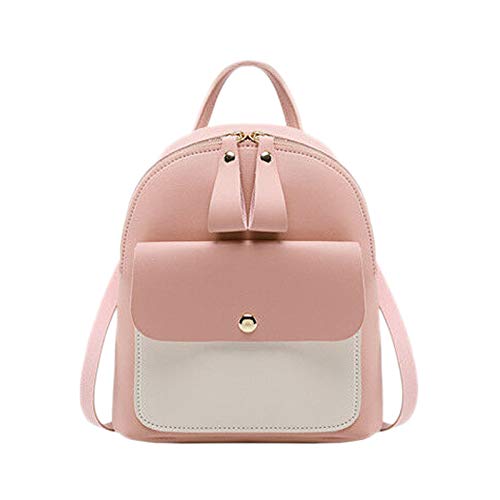 Gathukila Frauen MäDchen Schultasche Pu Leder Rucksack Mini Rucksack GeldböRse Reisehandtasche, Rosa