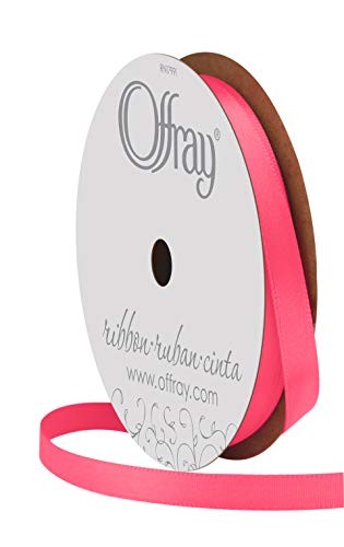 Image of Berwick Offray 264560 1 /4 inch Wide Single Face Satin Ribbon, Shocking Pink, 6 Yds