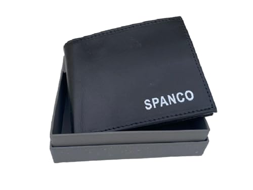 Image of SPANCO Genuine Leather Men's Wallet - (Bifold) (Black) (Card Carry Pockets : 6) (ID Window : 1) (Secret Compartments : 3) (Money Compartments : 2)