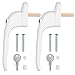 Neoteck 2 Pièces Poignée de Fenêtre UPVC avec Universel Clé Espag Verrouillage Verrouillable Poignée Double Vitrage Serrure Aluminium Blanc Sécurité Enfant Longueur Tige 35 mm