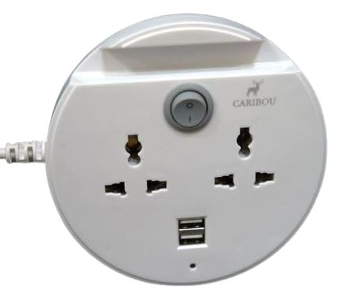 CARIBOU CBU-12 Power Bun with 12W 2 USB Charging Port |Travel Adapter | 6 Amp Rating | 2 Universal Sockets | 2Meter Long ISI Power Cord |Surge Protector I Built-in Mobile Stand| Bright LED| 1500W (B0CPYFKN4V) Amazon Price History, Amazon Price Tracker