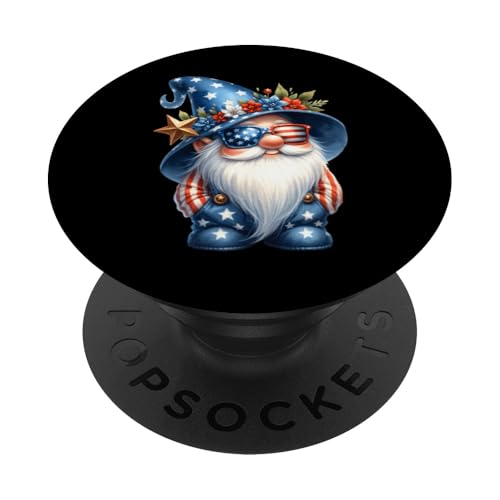 American Flag Themed Gnome Graphic For Funny 4th Of July PopSockets PopGrip Adesivo