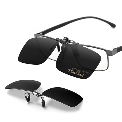 Image of TERAISE Polarized Clip on Sunglasses Over Prescription Glasses Anti-Glare UV400 for Men Women Driving Travelling Outdoor