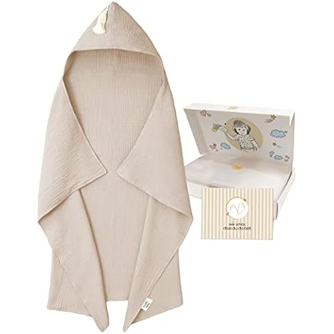 nudu Baby - Kapuzenhandtuch - Geschenke zur Geburt - Badeponcho - 100% Baumwolle Musselin Tuch Cover
