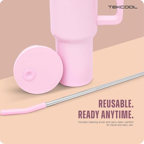 Image of Tumbler with lid and Straw 1200ML Cup Stainless Steel Hot and Cold with Handle and Lid 2 Straw Vacuum Insulated Tumbler for Water, Iced Tea or Coffee Office Gym Travelling