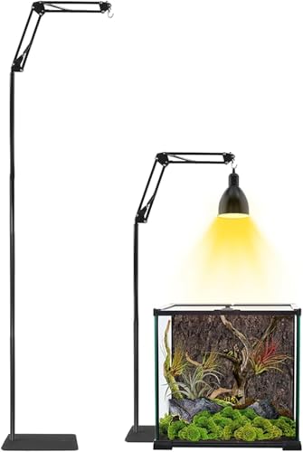 GlowUp Reptilien Lampenständer Verstellbarer, Wärmelampenständer Höhe 40-140 cm, 360° Drehung Reptilien Lampenhalter mit Sockel Terrarium Lichtständer für Schildkröten Spinne (Ohne Lampen)
