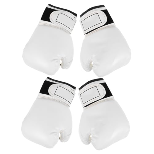 Gants de kickboxing enfant Abaodam durables en simili cuir blanc pour l'initiation