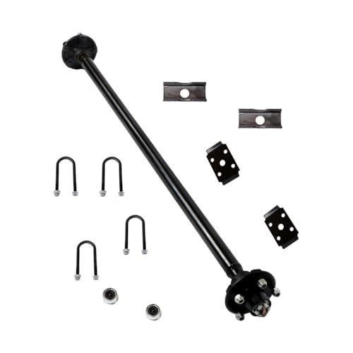 labwork 2000Lbs Trailer Axle 5 Lug 54 Inch Hub Face with Unwelded Leaf Spring Bracket and U-Bolt Kit