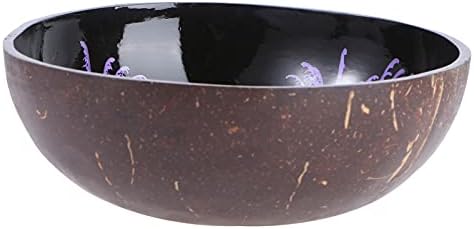 HEMOTON Coconut Bowls Natural Coconut Shell Bowl Decorative Key Storage Bowl Candy Container Nuts Holder (Purple)