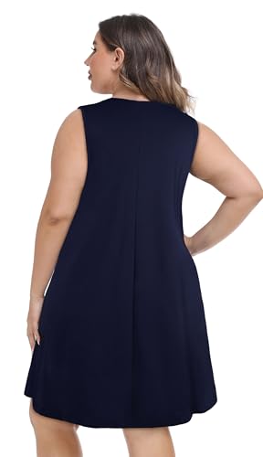 Image of elescat Plus Size Summer Dresses for Women Sleeveless Pockets Beach Tshirt Tank Sundress 2026