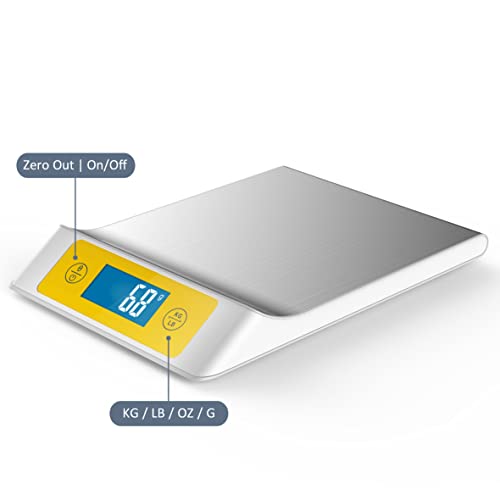 Digital Pet Scale for Puppy and Cats, Puppy Whelping Supplies Scale, Weigh Capacity 33 lbs (±0.03oz), Removable Tray Size 13.4 x 9.5 Inch, A Pet Scale for Adult Cats and Small Animals (Yellow)