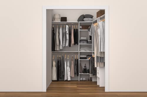 Closetmaid Suitesymphony Wood Corner Shelf Unit, 2 Shelves, Adjustable, Stacking, For Storage, Closet, Clothes, Shoes, Décor, Pure White, 41.13" X 19.63" X 31.75" Corner Unit #TOP5