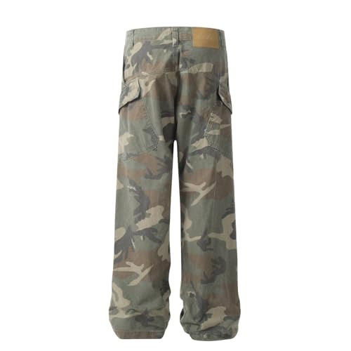Jeans Pants Trouser Denim Retro Trendy Street Camo Design Multi Pocket Casual Commuter Straight Leg for Man4